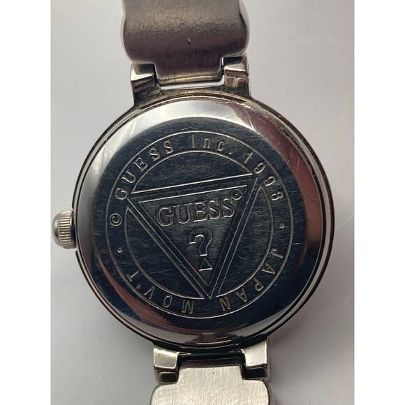VTG Guess Womens Petite Watch 23mm with New Battery Wrist size 5.75 Black Silver - Picture 7 of 8
